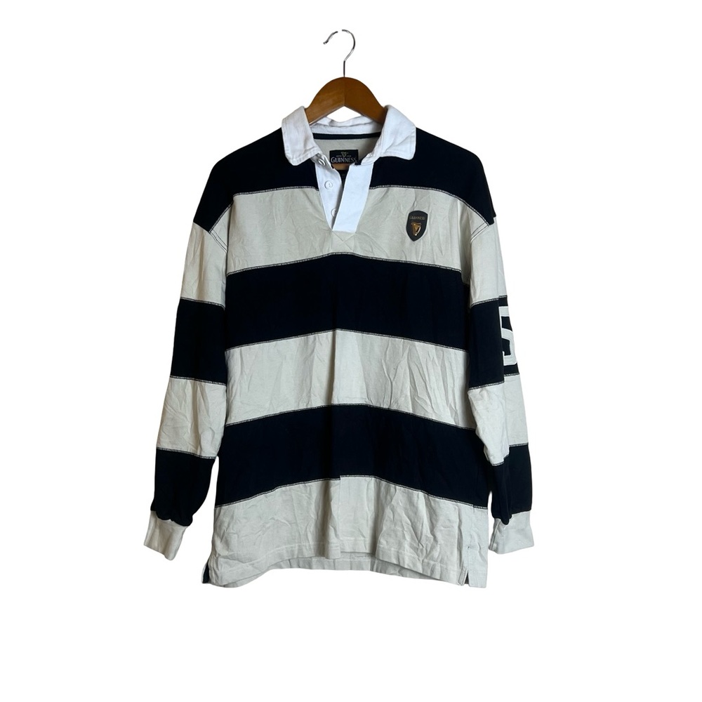 Guinness men’s striped long sleeve polo‎ shirt